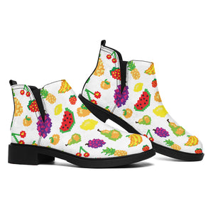 Pixel Fruits Pattern Print Flat Ankle Boots