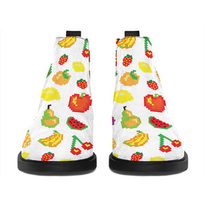 Pixel Fruits Pattern Print Flat Ankle Boots