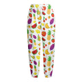 Pixel Fruits Pattern Print Fleece Lined Knit Pants