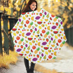 Pixel Fruits Pattern Print Foldable Umbrella