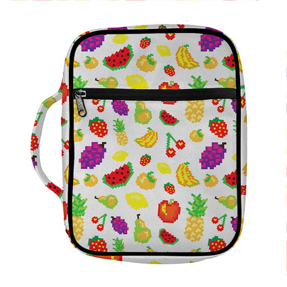 Pixel Fruits Pattern Print Front Pocket Bible Bag