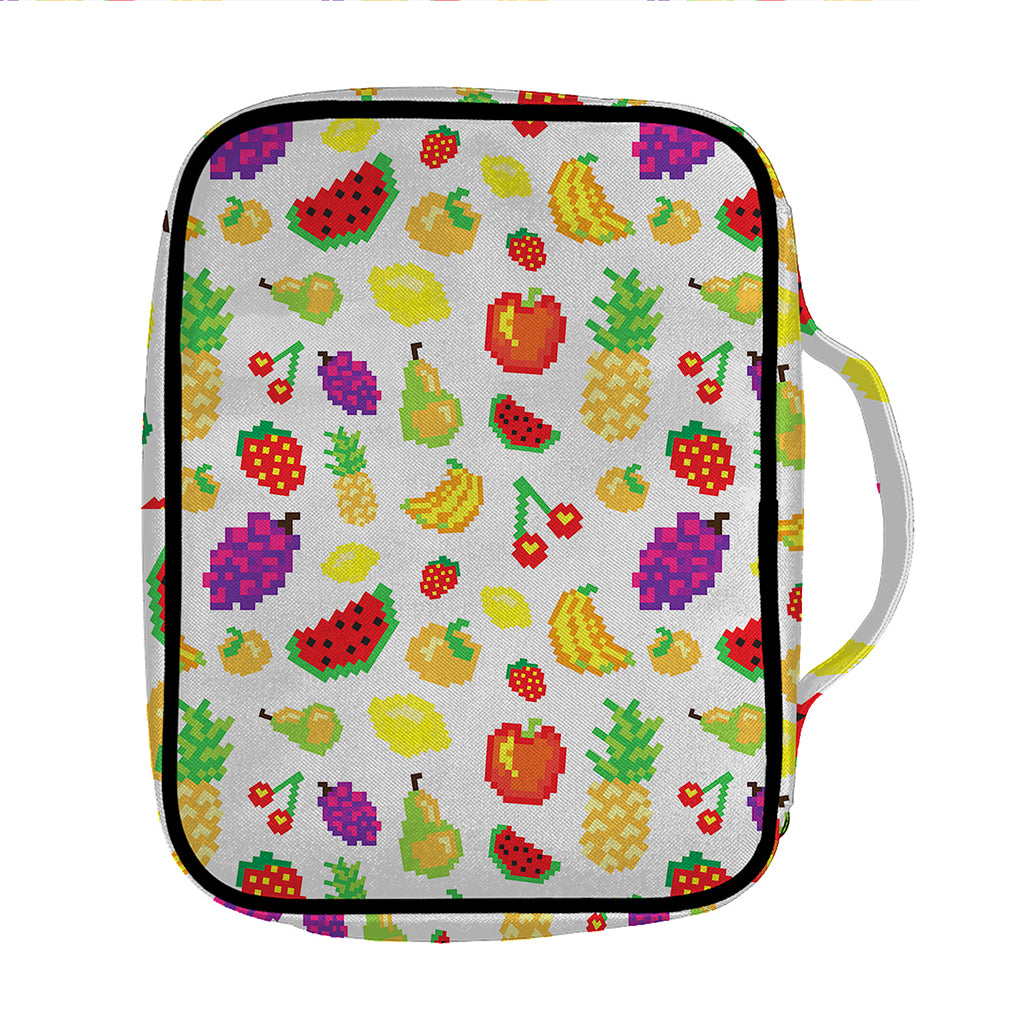 Pixel Fruits Pattern Print Front Pocket Bible Bag
