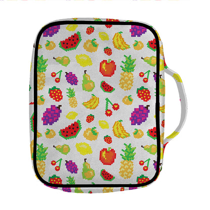 Pixel Fruits Pattern Print Front Pocket Bible Bag