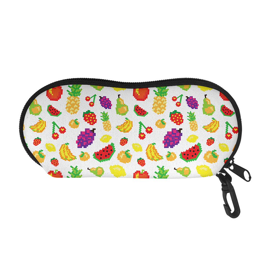 Pixel Fruits Pattern Print Glasses Case