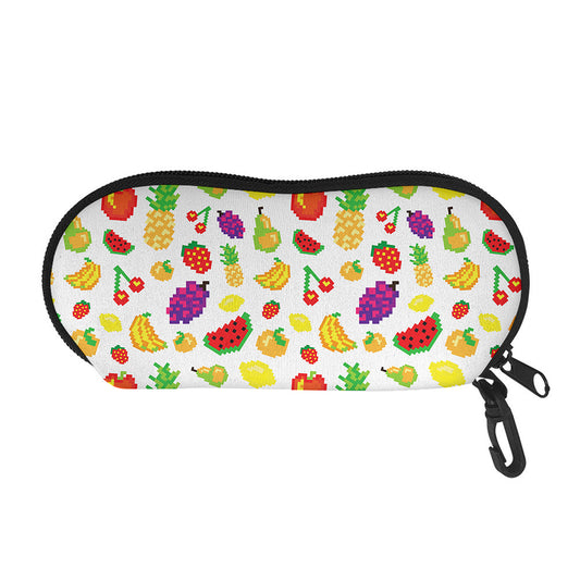 Pixel Fruits Pattern Print Glasses Case