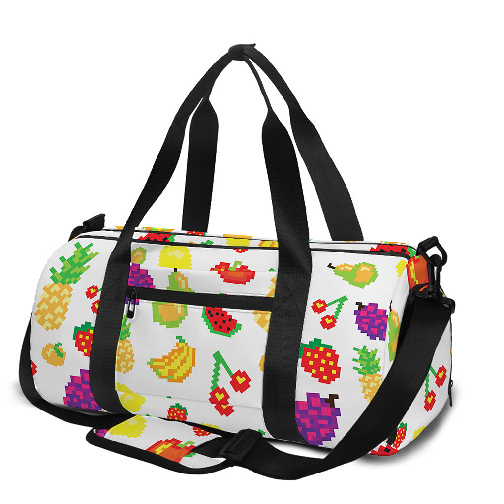 Pixel Fruits Pattern Print Gym Bag