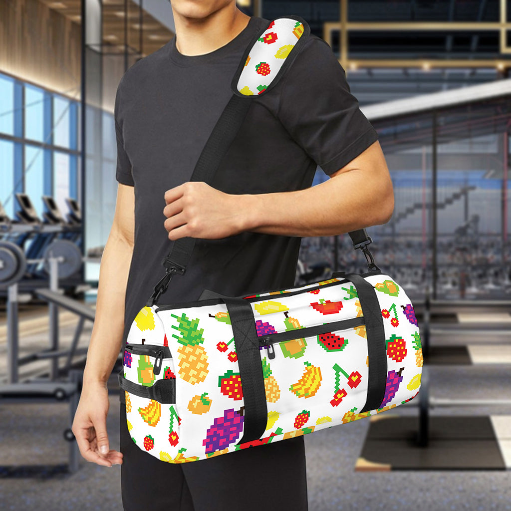 Pixel Fruits Pattern Print Gym Bag