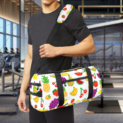 Pixel Fruits Pattern Print Gym Bag