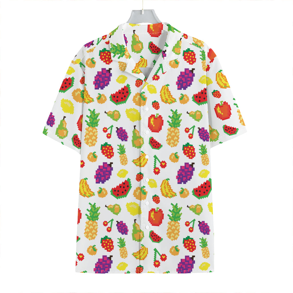 Pixel Fruits Pattern Print Hawaiian Shirt