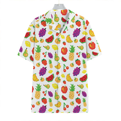 Pixel Fruits Pattern Print Hawaiian Shirt