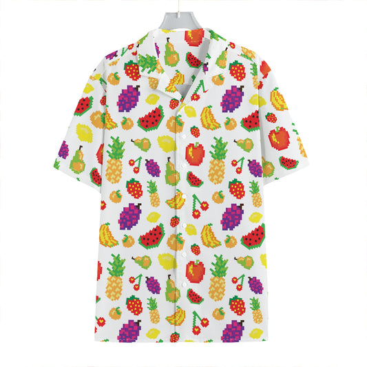 Pixel Fruits Pattern Print Hawaiian Shirt