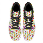 Pixel Fruits Pattern Print High Top Leather Sneakers