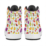 Pixel Fruits Pattern Print High Top Leather Sneakers