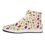 Pixel Fruits Pattern Print High Top Leather Sneakers