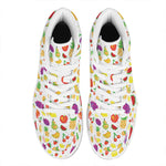 Pixel Fruits Pattern Print High Top Leather Sneakers