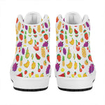 Pixel Fruits Pattern Print High Top Leather Sneakers