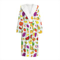 Pixel Fruits Pattern Print Hooded Bathrobe