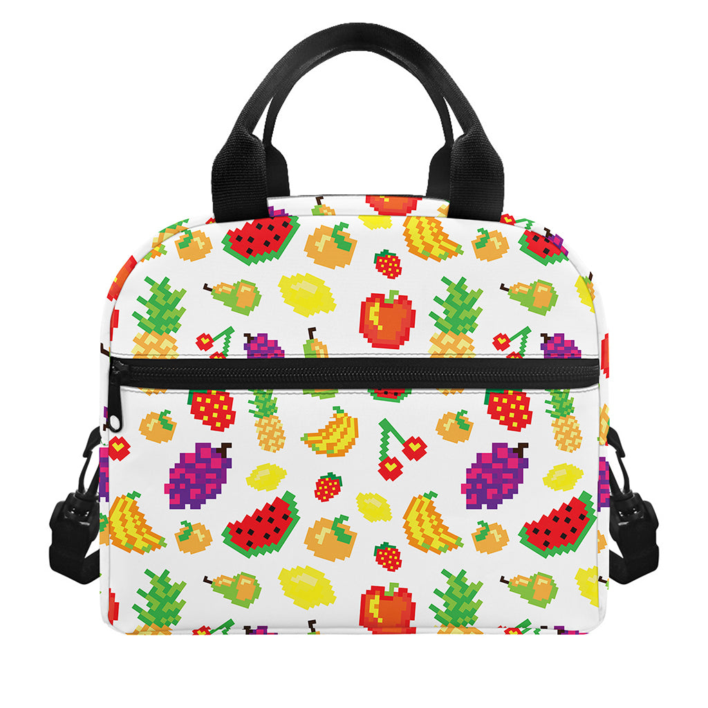 Pixel Fruits Pattern Print Insulated Lunch Bag