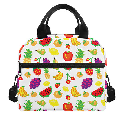 Pixel Fruits Pattern Print Insulated Lunch Bag