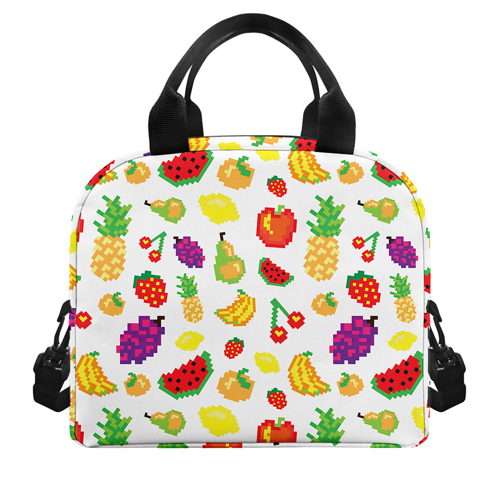 Pixel Fruits Pattern Print Insulated Lunch Bag