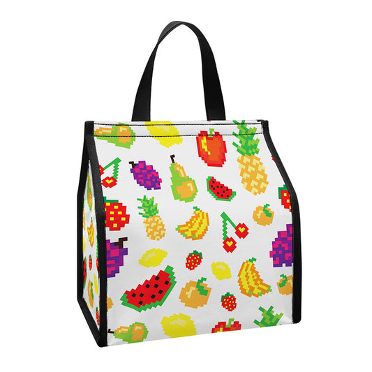 Pixel Fruits Pattern Print Insulated Lunch Tote