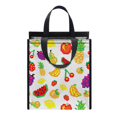 Pixel Fruits Pattern Print Insulated Lunch Tote