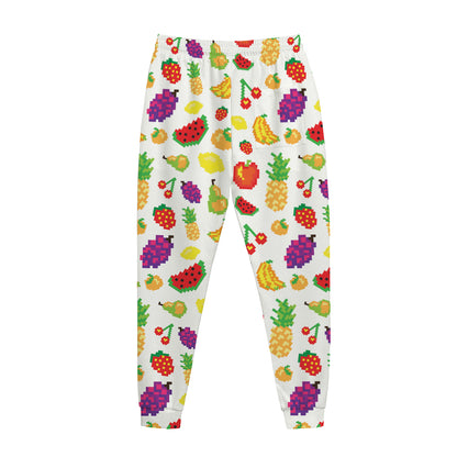 Pixel Fruits Pattern Print Jogger Pants