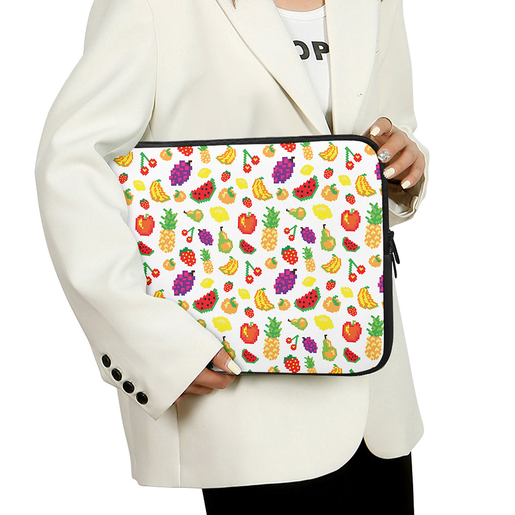 Pixel Fruits Pattern Print Laptop Sleeve
