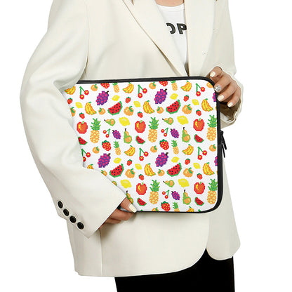 Pixel Fruits Pattern Print Laptop Sleeve