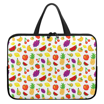 Pixel Fruits Pattern Print Laptop Sleeve With Handle