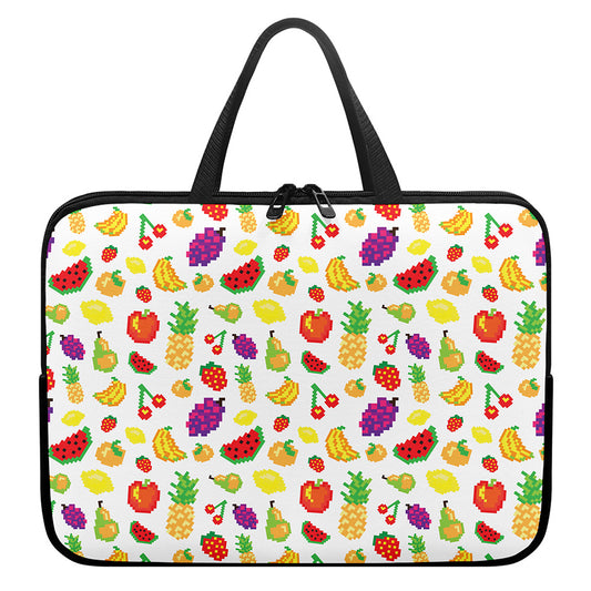 Pixel Fruits Pattern Print Laptop Sleeve With Handle