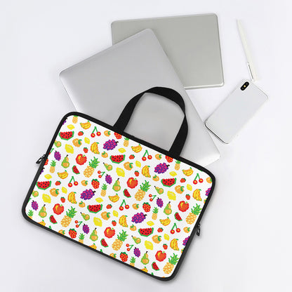 Pixel Fruits Pattern Print Laptop Sleeve With Handle
