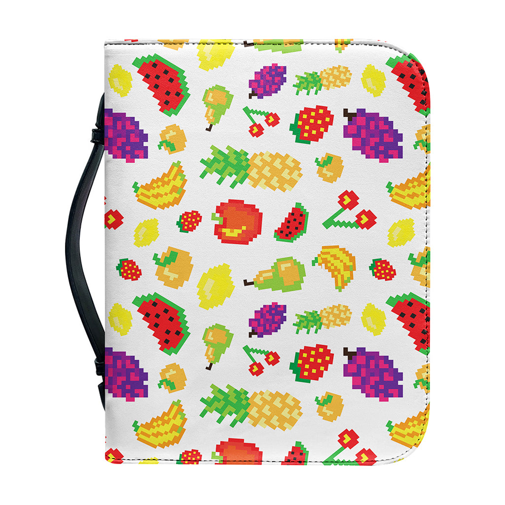 Pixel Fruits Pattern Print Leather Bible Cover