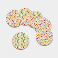 Pixel Fruits Pattern Print Leather Coaster Set