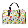 Pixel Fruits Pattern Print Leather Duffel Bag