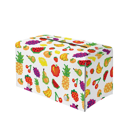 Pixel Fruits Pattern Print Leather Tissue Box Cover