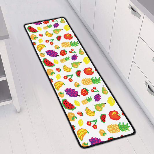 Pixel Fruits Pattern Print Long Kitchen Mat