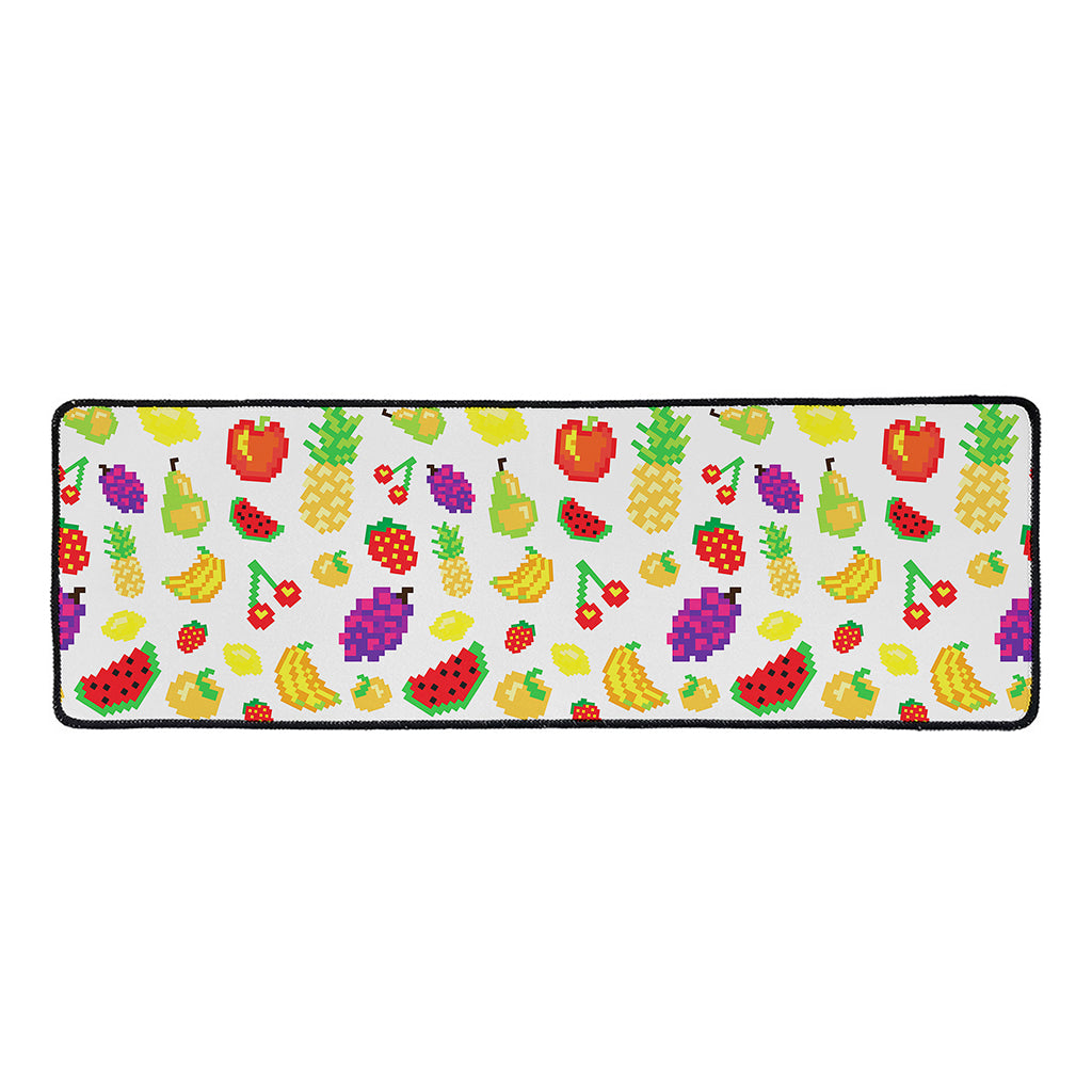 Pixel Fruits Pattern Print Long Kitchen Mat