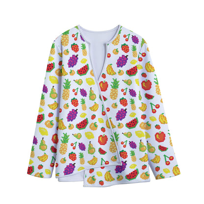 Pixel Fruits Pattern Print Long Sleeve Short Coat