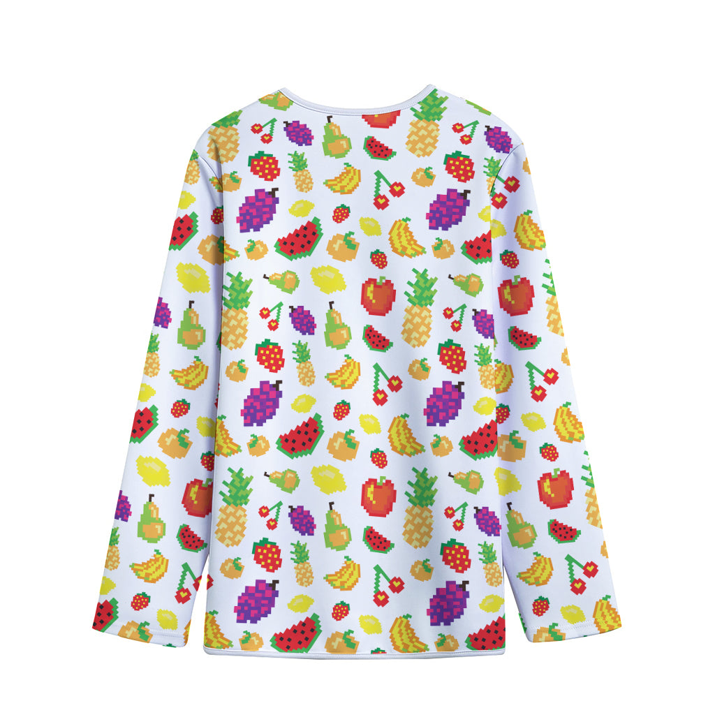 Pixel Fruits Pattern Print Long Sleeve Short Coat