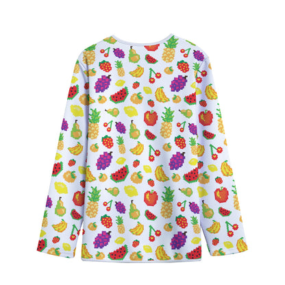 Pixel Fruits Pattern Print Long Sleeve Short Coat