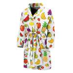 Pixel Fruits Pattern Print Men's Bathrobe