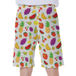 Pixel Fruits Pattern Print Men's Beach Shorts