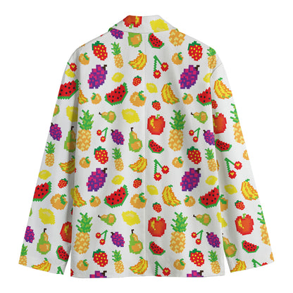 Pixel Fruits Pattern Print Men's Blazer