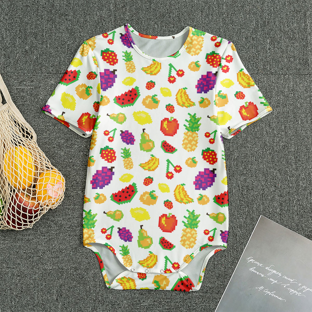 Pixel Fruits Pattern Print Men's Bodysuit