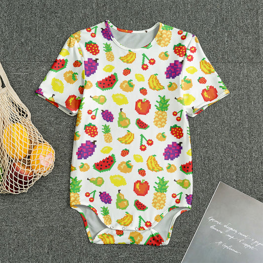 Pixel Fruits Pattern Print Men's Bodysuit