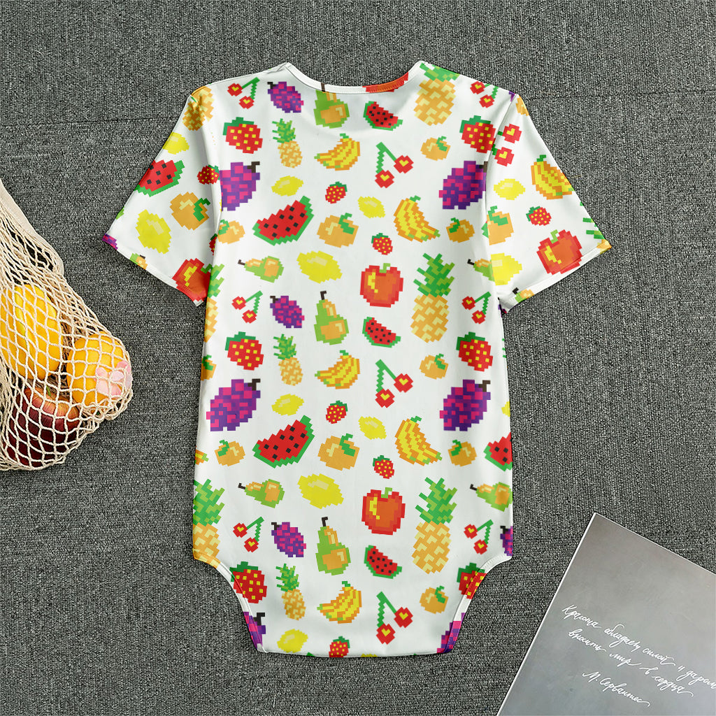 Pixel Fruits Pattern Print Men's Bodysuit