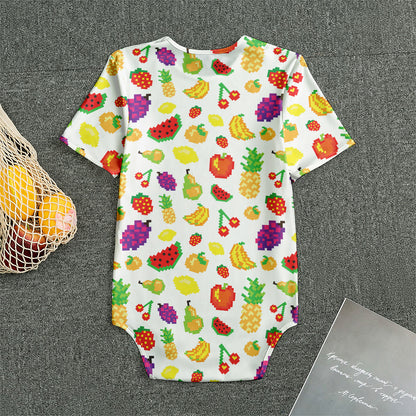 Pixel Fruits Pattern Print Men's Bodysuit