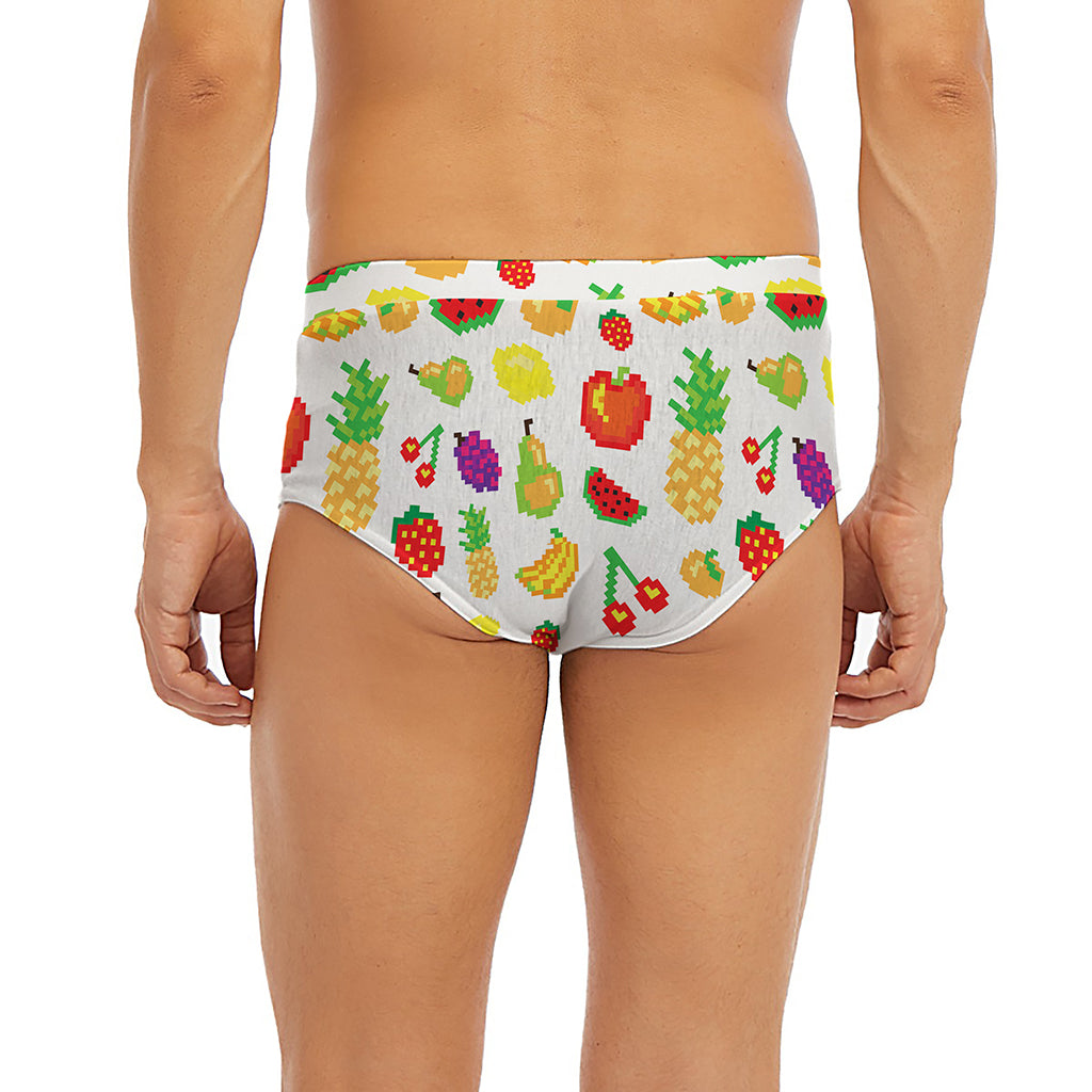 Pixel Fruits Pattern Print Men's Briefs