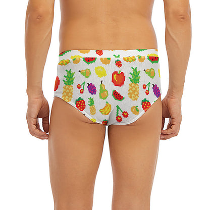 Pixel Fruits Pattern Print Men's Briefs